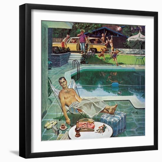 "Unwelcome Pool Guests," July 22, 1961-Thornton Utz-Framed Giclee Print