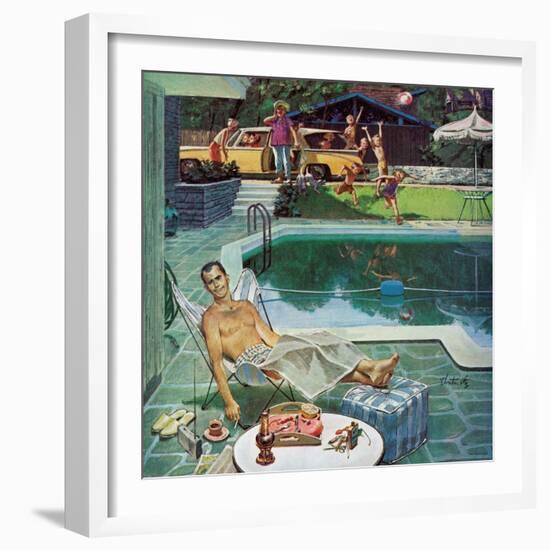 "Unwelcome Pool Guests," July 22, 1961-Thornton Utz-Framed Giclee Print