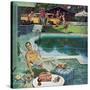 "Unwelcome Pool Guests," July 22, 1961-Thornton Utz-Stretched Canvas