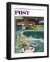 "Unwelcome Pool Guests," Saturday Evening Post Cover, July 22, 1961-Thornton Utz-Framed Premium Giclee Print