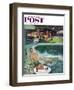 "Unwelcome Pool Guests," Saturday Evening Post Cover, July 22, 1961-Thornton Utz-Framed Giclee Print