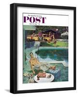 "Unwelcome Pool Guests," Saturday Evening Post Cover, July 22, 1961-Thornton Utz-Framed Giclee Print