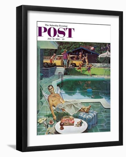 "Unwelcome Pool Guests," Saturday Evening Post Cover, July 22, 1961-Thornton Utz-Framed Giclee Print