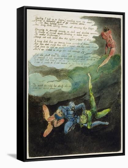 Unwilling I Look Up...', Plate 4 from 'Europe. a Prophecy', 1794 (Relief Etching with Oil and W/C)-William Blake-Framed Stretched Canvas