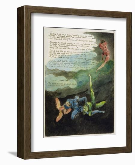 Unwilling I Look Up...', Plate 4 from 'Europe. a Prophecy', 1794 (Relief Etching with Oil and W/C)-William Blake-Framed Giclee Print