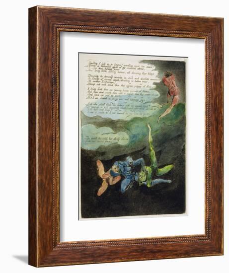 Unwilling I Look Up...', Plate 4 from 'Europe. a Prophecy', 1794 (Relief Etching with Oil and W/C)-William Blake-Framed Giclee Print