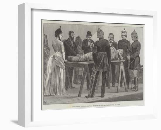 Unwrapping Ancient Egyptian Mummies in the Boulak Museum at Cairo-Richard Caton Woodville II-Framed Giclee Print