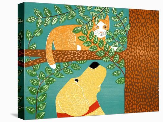 Up A Tree Orange Cat Yell-Stephen Huneck-Stretched Canvas