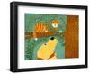 Up A Tree  Striped Yellow-Stephen Huneck-Framed Giclee Print