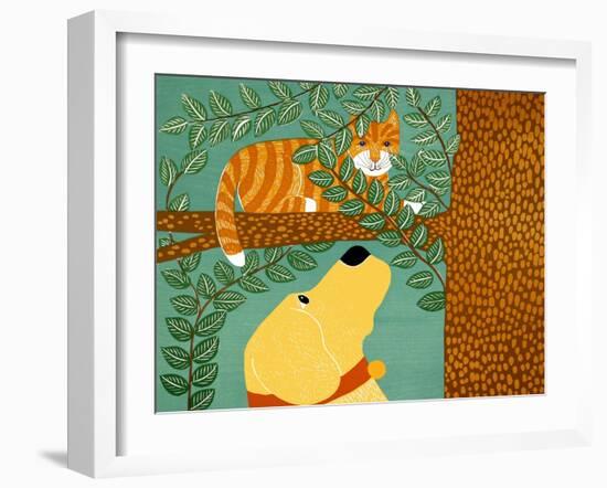 Up A Tree  Striped Yellow-Stephen Huneck-Framed Giclee Print