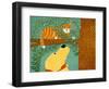 Up A Tree  Striped Yellow-Stephen Huneck-Framed Premium Giclee Print