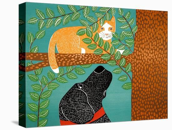 Up A Tree Yellow Cat Black-Stephen Huneck-Stretched Canvas