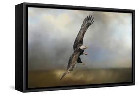 Up Against the Stormy Sea Bald Eagle-Jai Johnson-Framed Stretched Canvas