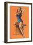 Up and Cunning, Blue Bathing Suit-null-Framed Art Print