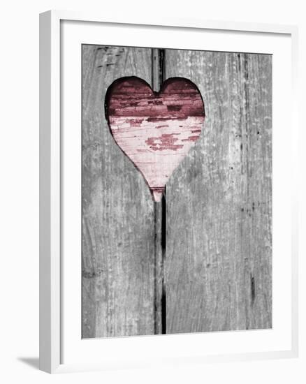 Up & Down Pink Woodcut Heart II-Gail Peck-Framed Photo