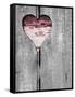 Up & Down Pink Woodcut Heart II-Gail Peck-Framed Stretched Canvas