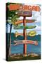 Up North, Michigan - Sign Destinations-Lantern Press-Stretched Canvas