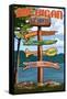 Up North, Michigan - Sign Destinations-Lantern Press-Framed Stretched Canvas