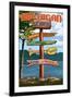 Up North, Michigan - Sign Destinations-Lantern Press-Framed Art Print