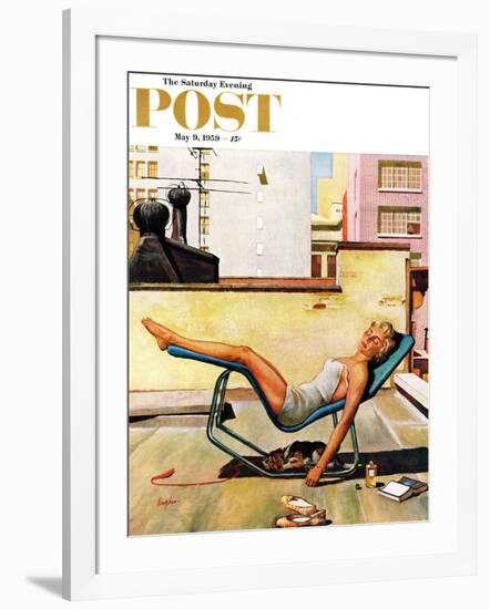 "Up On the Roof" Saturday Evening Post Cover, May 9, 1959-George Hughes-Framed Giclee Print