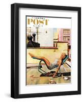 "Up On the Roof" Saturday Evening Post Cover, May 9, 1959-George Hughes-Framed Premium Giclee Print