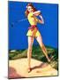 "Up to Par" Vintage Pin-Up-null-Mounted Art Print