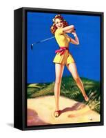 "Up to Par" Vintage Pin-Up-null-Framed Stretched Canvas