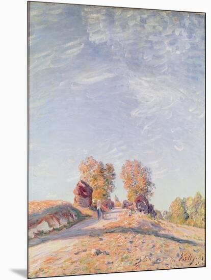 Uphill Road in Sunshine, 1891-Alfred Sisley-Mounted Premium Giclee Print