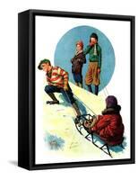 "Uphill Sledding,"March 7, 1931-Alan Foster-Framed Stretched Canvas