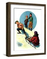 "Uphill Sledding,"March 7, 1931-Alan Foster-Framed Premium Giclee Print