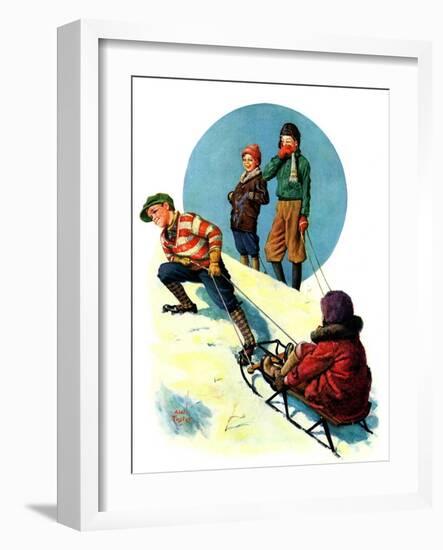 "Uphill Sledding,"March 7, 1931-Alan Foster-Framed Premium Giclee Print