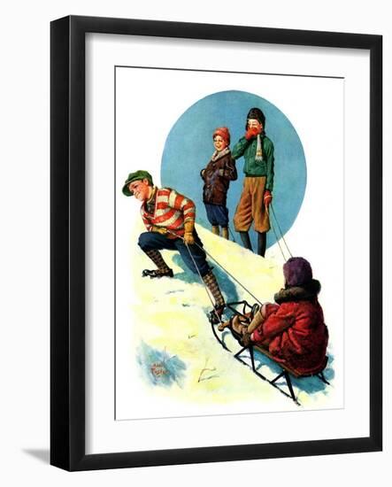 "Uphill Sledding,"March 7, 1931-Alan Foster-Framed Giclee Print