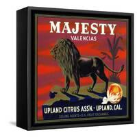 Upland, California, Majesty Brand Citrus Label-Lantern Press-Framed Stretched Canvas