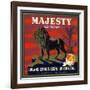 Upland, California, Majesty Brand Citrus Label-Lantern Press-Framed Art Print