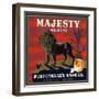Upland, California, Majesty Brand Citrus Label-Lantern Press-Framed Art Print