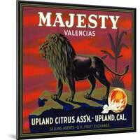 Upland, California, Majesty Brand Citrus Label-Lantern Press-Mounted Art Print