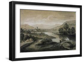 Upland Landscape with River and Horsemen Crossing a Bridge-Thomas Gainsborough-Framed Giclee Print