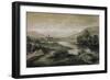 Upland Landscape with River and Horsemen Crossing a Bridge-Thomas Gainsborough-Framed Giclee Print