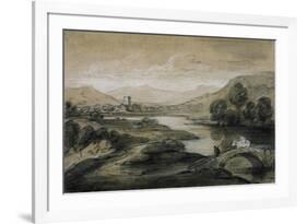 Upland Landscape with River and Horsemen Crossing a Bridge-Thomas Gainsborough-Framed Giclee Print