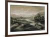 Upland Landscape with River and Horsemen Crossing a Bridge-Thomas Gainsborough-Framed Giclee Print