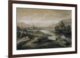 Upland Landscape with River and Horsemen Crossing a Bridge-Thomas Gainsborough-Framed Giclee Print