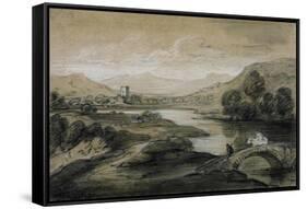 Upland Landscape with River and Horsemen Crossing a Bridge-Thomas Gainsborough-Framed Stretched Canvas