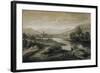 Upland Landscape with River and Horsemen Crossing a Bridge-Thomas Gainsborough-Framed Giclee Print