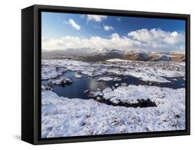 Upland peat bog on Fairfield fell covered in snow in winter, UK-Ashley Cooper-Framed Stretched Canvas