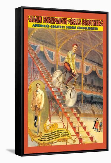 Upon an Ordinary Bicycle, A Sheer Descent: Adam Forepaugh and Sells Brothers-null-Framed Stretched Canvas