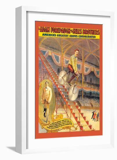 Upon an Ordinary Bicycle, A Sheer Descent: Adam Forepaugh and Sells Brothers-null-Framed Art Print