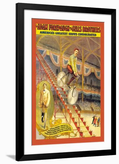 Upon an Ordinary Bicycle, A Sheer Descent: Adam Forepaugh and Sells Brothers-null-Framed Art Print