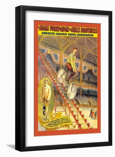 Upon an Ordinary Bicycle, A Sheer Descent: Adam Forepaugh and Sells Brothers-null-Framed Art Print