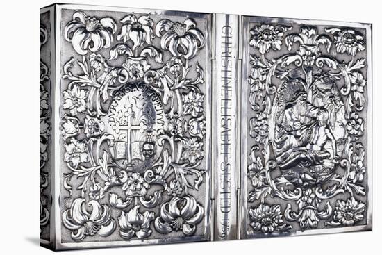 Upper and Lower Book Cover with Foliage and an Image of the Good Samaritan, 1740-null-Stretched Canvas