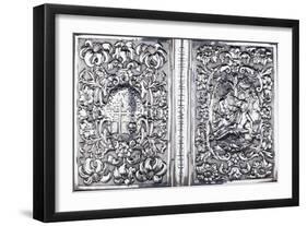 Upper and Lower Book Cover with Foliage and an Image of the Good Samaritan, 1740-null-Framed Giclee Print